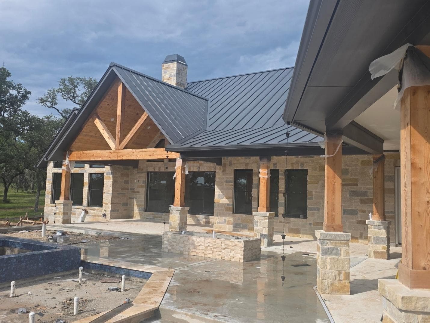 Standing seam custom home entry